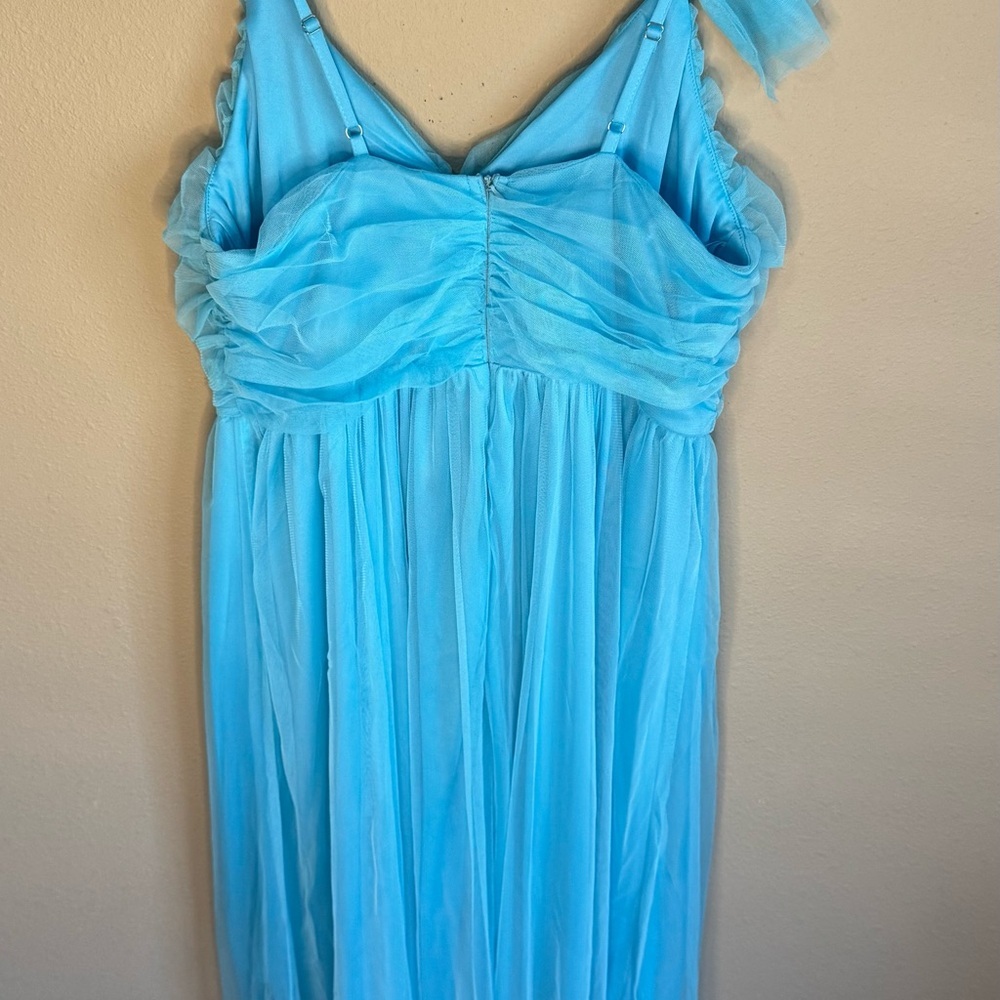 Blue Ruched One-Shoulder Gown​ - Picture 6 of 8